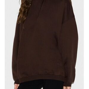 SKIMS Boyfriend Fleece Slouchy Half Zip Pullover- Espresso